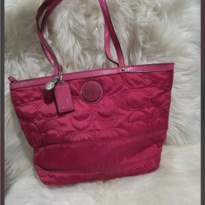 Coach Fuchsia Quilted Tote Bag